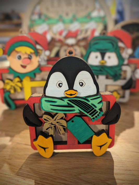 Penguin Gift Card Holder No Hat // Handpainted